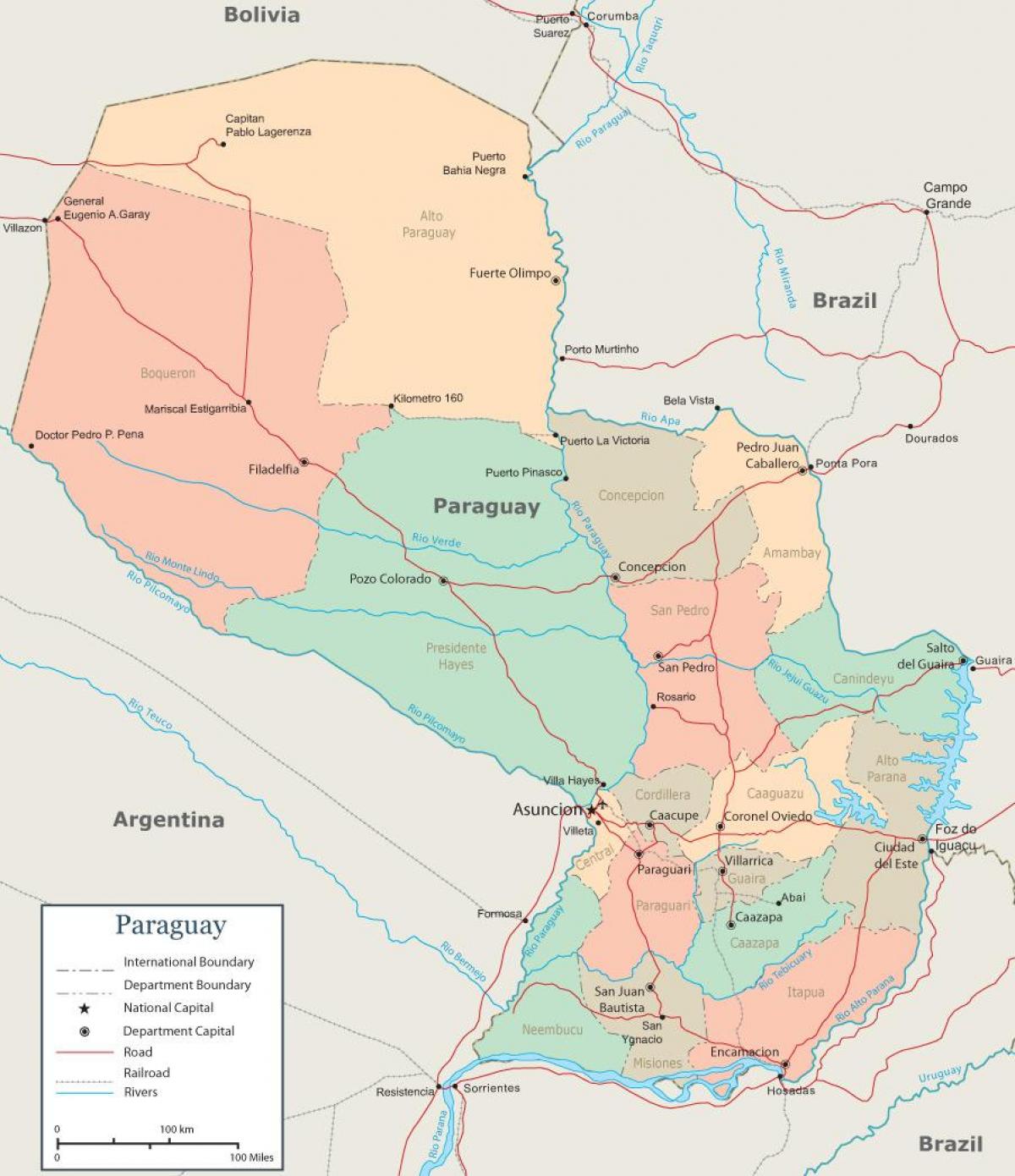 Asunción, in Paraguay mappa