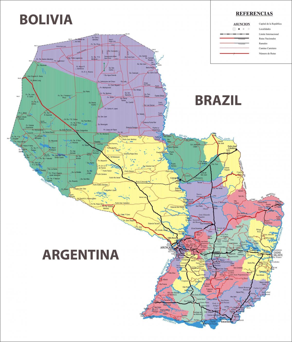 la mappa del Paraguay