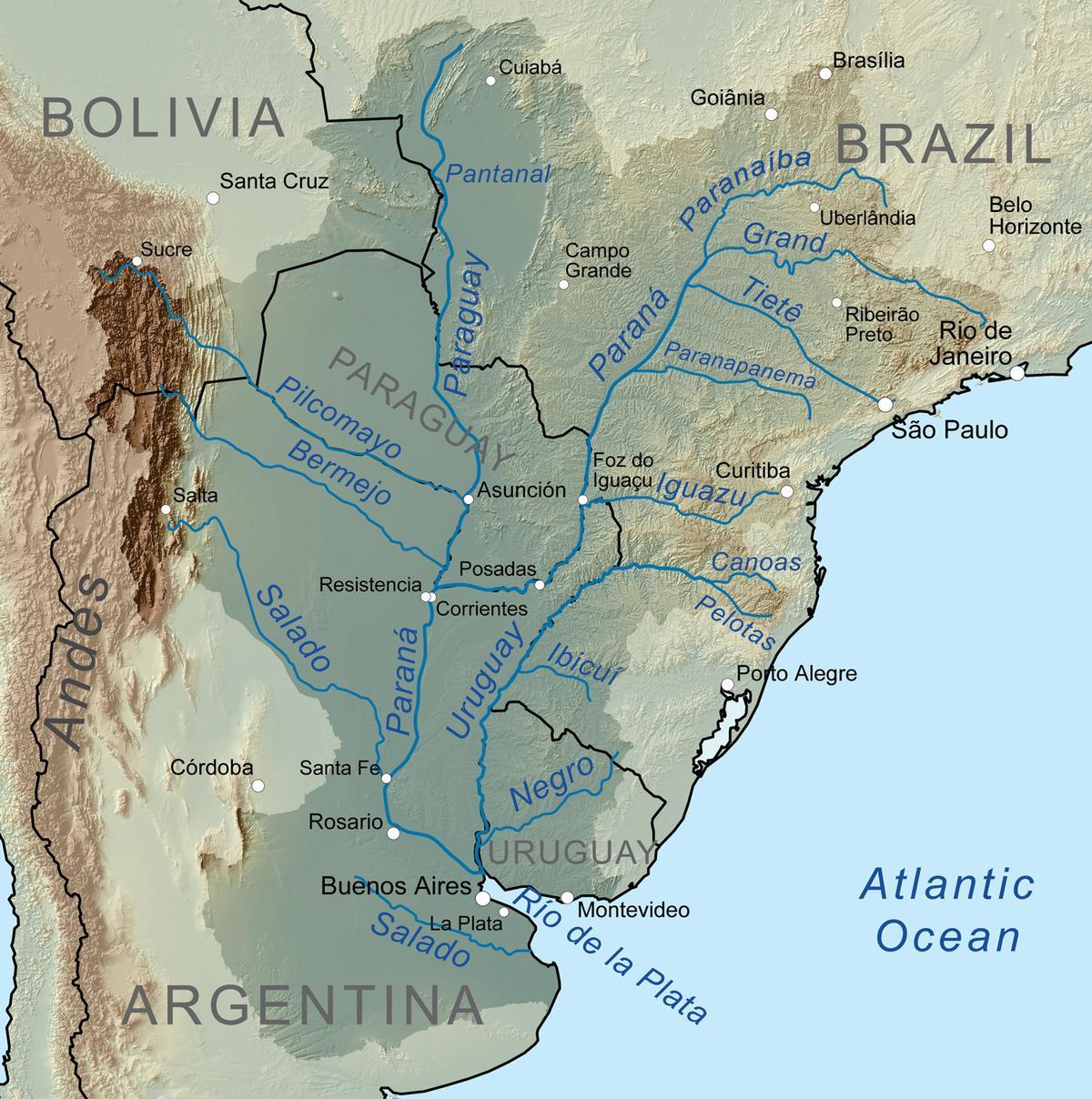 Mappa di fiume Paraguay