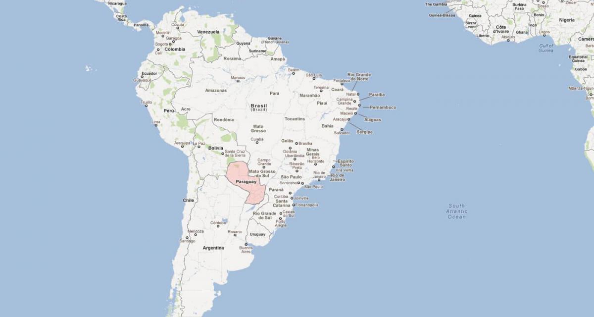 Mappa del Paraguay e sud america