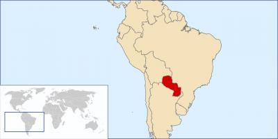 Paraguay posizione sulla mappa del mondo