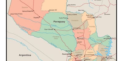 Mappa del Paraguay con la città